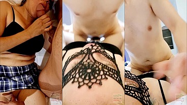 La maestra que se viste de colegiala para que le de una lección de pura verga