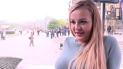 Slender blonde Candy Alexa first time fucking in public