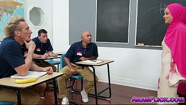 Hijabi teacher Kiki Cali gets gangbanged by her students in the classroom