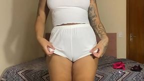 Cumming Hard For Neighbor In Pajamas - Exhibition Style - Dirty Try-On Session