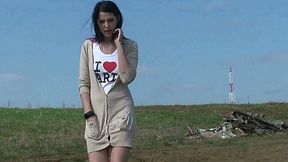 This lewd whore doesn't need a toilet to pee and she is a nature freak