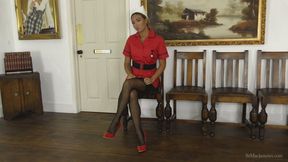 Matron Forrest; Jerk Off & Cum On Her Sheer Stockings