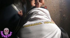 Playing in the Car at Night with My Best Friend - I Give Her a Creampie