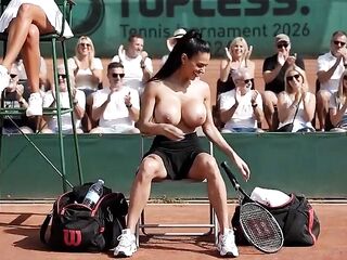 TOPLESS UNDRESSED TENNIS MATCH - (Naked in Public AI Entertainment)