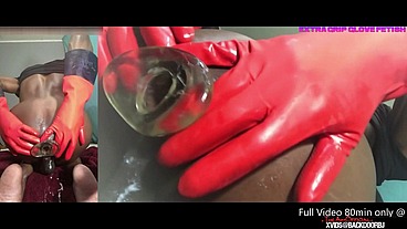Glove Fetish Twink - Preview part 2 - This DL black dude has a whole website about his sloppy asshole and monster cocks and gaping toys savagely destroying it! Ass Monkey