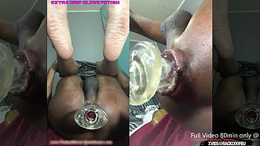 Glove Fetish Twink - Preview part 2 - This DL black dude has a whole website about his sloppy asshole and monster cocks and gaping toys savagely destroying it! Ass Monkey