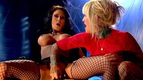 Mature blonde porn actress Janine Lindemulder is starring in a hot lesbian sex video