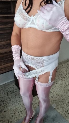 I Feel Sexy in Another One of My Floral Lingerie Sets, and Sexy Heels