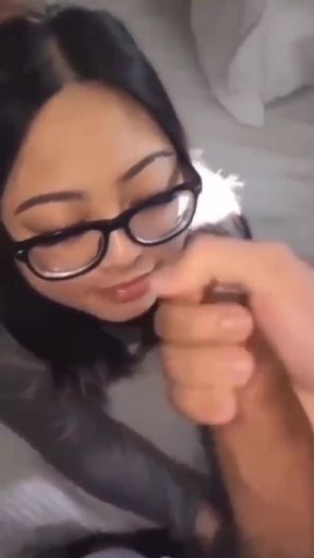 Asian gf gets cum covered