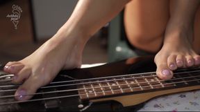 POV Slapping the hell out of this sexy bass guitar, Petite teen bass player slaps in slowmotion 4K