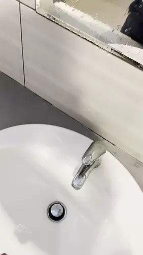 Risky pee in sink at public toilet