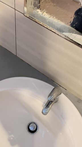 Risky pee in sink at public toilet