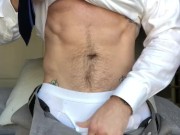 Naughty Mormon missionary beats off while his companion isn't looking