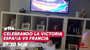 celebrando la victoria de espana vs francia