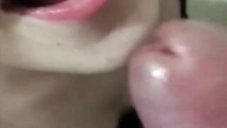 He Fills my little Mouth with Cum Cum into Mouth