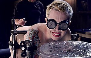 Blonde in device bondage tormented