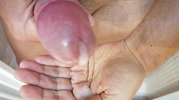 Cum close up in my hand after masturbation