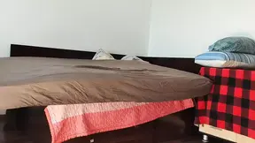 Amateur wife has fun trying on clothes and cutting them  Amateur wife vacuuming naked in the house