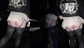 Caught in my miniskirt humiliation public femboy up skirt panties