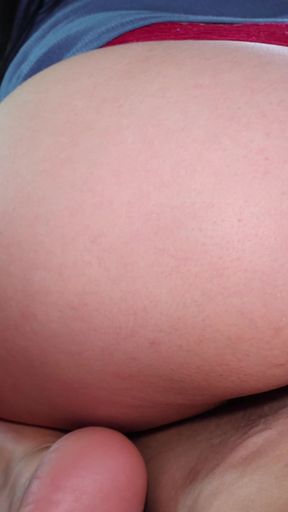 Bubble Butt Brunette Fucked in Car - Riding Big Dick Cream in Pussy