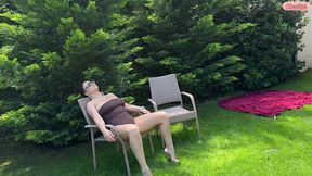 backstage! horny cuckold husband films tiny sasha paige pissing in his wife oksana katysheva s mouth!