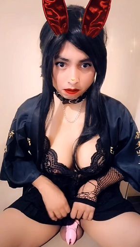 Dirty Sissy Dominates a Monster Dildo