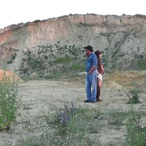 Cowboy sex on the hill background