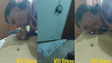 O novinho do meu trabalho veio aqui em casa ser mamado na encolha