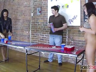 4 Nice-Looking Angels Play a Game of Disrobe Pong