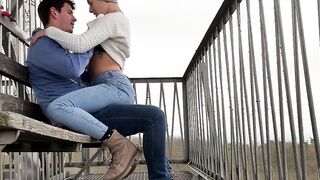 Almost gets caught fucking on a outside observation tower over