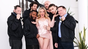 Crazy interracial gangbang with blonde hussy Charlie Forde