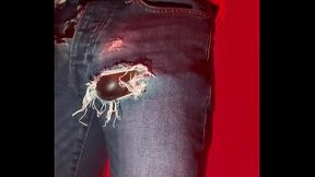 Amateur boy pissing in a condom