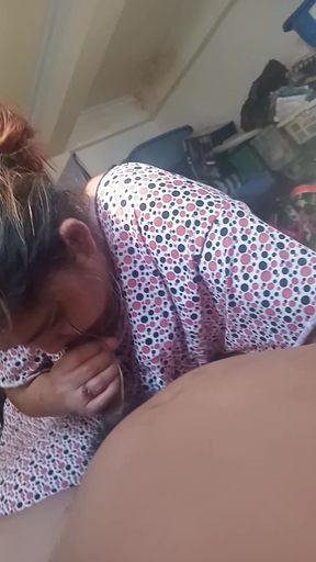 My mother-in-law sucks my cock behind my wife's back.