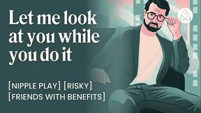 Rubbing her tits during the interview, she cums all over herself | She asked me for my dick, so I gave it to her