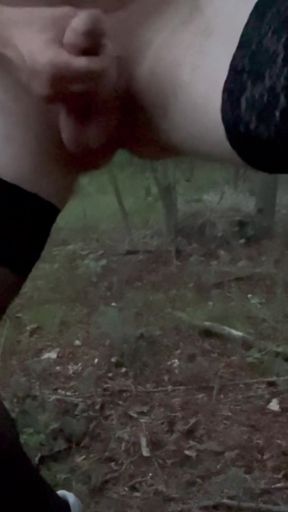 Iconic moment from &quot;Teen boy show body in pantyhose in forest night masturbate&quot;