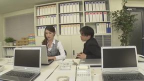 Busty Brunette Takes Boss in Abandoned Office, Japanese Webcam