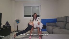 Spanking with a slipper, facesitting, and heels in the foreground