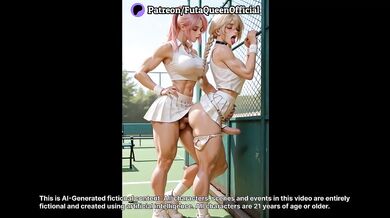 Oiled Futa Tennis Players Choke Court Lesbian Porn AI
