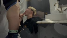 Two Guys Fuck And Kiss In A Public Toilet In A Cafe