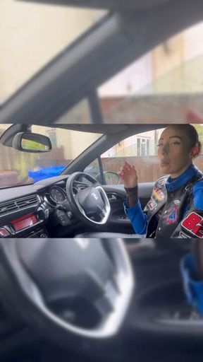 Smoking 2 cigarettes in my car wearing new leather biker jacket