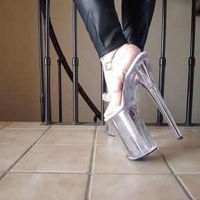 Walking in my new Pleaser Infinity-908 Clear High Heels