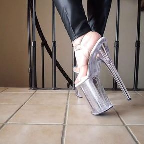 Walking in my new Pleaser Infinity-908 Clear High Heels