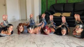 Six Girls Tied Up, Gagged and Hogtied by Mary the Catgirl! (low res mp4)