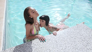 Polly petrova and Candy Crush get fucked deep in the ass after fucking each other in the pool. (Balls deep anal, atogm