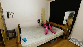 Bound Crossdresser Maid: Shemale BDSM and Chastity Fun!