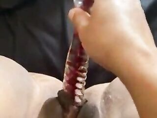Kinky angel with glass vibrator