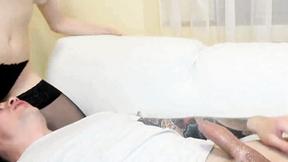 ”Sexy Blonde Beautiful Babe Gives a Wild Blowjob”