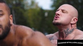 RAGING STALLION - Hunk Hero Jericho Bends for Tatted Crush's Monster Dick