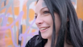 Inked brunette Sydney Love enjoys fucking in public