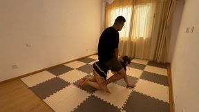 Riding busty girl on the floor and crawling in home and ponyplay #AS055